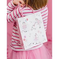 Talking Tables Pink Party Bags for Girls with Handles | Kids Paper Loot Treat Bags for Cake, Sweets, Gifts | Eco-Friendly, Recyclable, Alternative to Fairy or Princess Birthday - Pack of 8