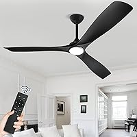 Depuley 60'' Schwarz Modern Deckenleuchte mit Ventilator,3 Flügel Deckenventilator mit Beleuchtung und Fernbedienung Leise, LED Lampe mit Ventilator für Schlafzimmer Küche Wohnzimmer Terrassen