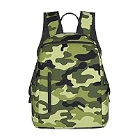 Camo Green Print Simple And Lightweight Leisure Backpack, Men'S And Women'S Fashionable Travel Backpack