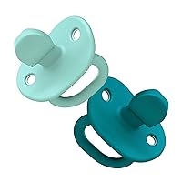 Boon Jewl Silicone Orthodontic Pacifier - Baby Pacifier with Soothing Gem Shaped Nipples - Comfortable Baby Pacifiers Support Natural Oral Muscular Development - Blue - 2 Count - 6-18 Months