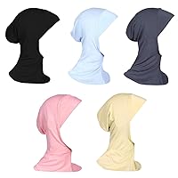 5 Pack Womens Muslim Mini Hijab Caps Solid Color Modal Islamic Neck Cover Under Scarf Head Wear Cap