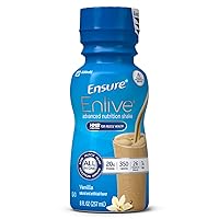 Ensure Enlive Meal Replacement Shake, 20g Protein, 350 Calories, Advanced Nutrition Protein Shake, Vanilla, 8 Fl Oz (Pack of 4)