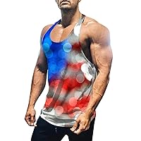 Mens 4th of July Independence Day USA Flag Sleeveless Shirts Gym Fitness Singlet Vest Bodybuilding Muscle Tank Top