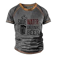 Mens Shirts Casual,Plus Size Vintage Loose Top Summer Short Sleeve Printed T Shirt Outdoor Casual Tees Blouse