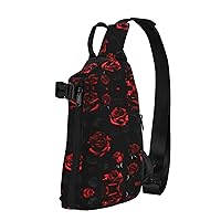 Red And White Polka Dots Print Lightweight Adjustable Crossbody Backpack Daypack For Men,Women Sling Bag
