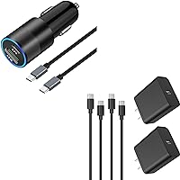 20W USB C Fast Car Charger+2 Pack 25W PD Type C Wall Block Charger with 3.3Ft USB C to Type C Cable+2 * 6.6Ft Type C Cord for iPhone 15 Pro Max 15+ 15, Galaxy S24 Ultra S24 Plus S24 S23