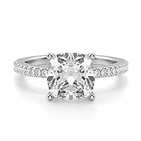 Siyaa Gems 2.80 CT Cushion Cut Colorless Moissanite Engagement Ring Wedding Birdal Ring Diamond Ring Anniversary Solitaire Halo Promise Vintage Antique Gold Silver Ring Gift