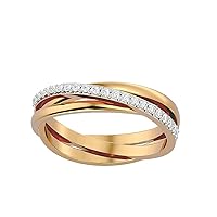 Certified 18K Gold Ring in Round Cut Natural Diamond (0.21 ct) with White/Yellow/Rose Gold Wedding Ring for Women