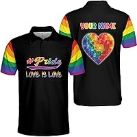Personalized Name LGBT Men & Women Polo Shirt S-5XL, LGBT Polo Shirt Mens, LGBT Shirts for Women (Style 6, Bird-Eye Pique) Multi