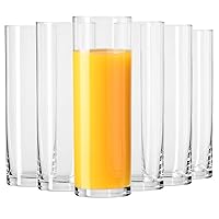 Krosno Tall Water Juice Beverage Drinking Highball Glasses | Set of 6 pieces | 6.8 oz | Pure Collection | Ideal for Home, Restaurant, Events & Parties | Dishwasher Safe