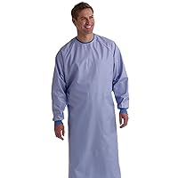 Medline 1-Ply Blockade AngelStat Surgeon/Surgical Gown, Tie Neck and Back Closure, Non Sterile, Large, Ceil Blue (Pack of 12)