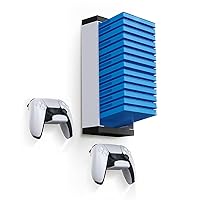 Nargos Video Game Case Holder Wall Mount, Gaming Accessories Storage for PS5, PS4, Xbox One, Xbox Series X/S Game Cases, Organizer Accessories (Include 2 Controller Wall Holders)