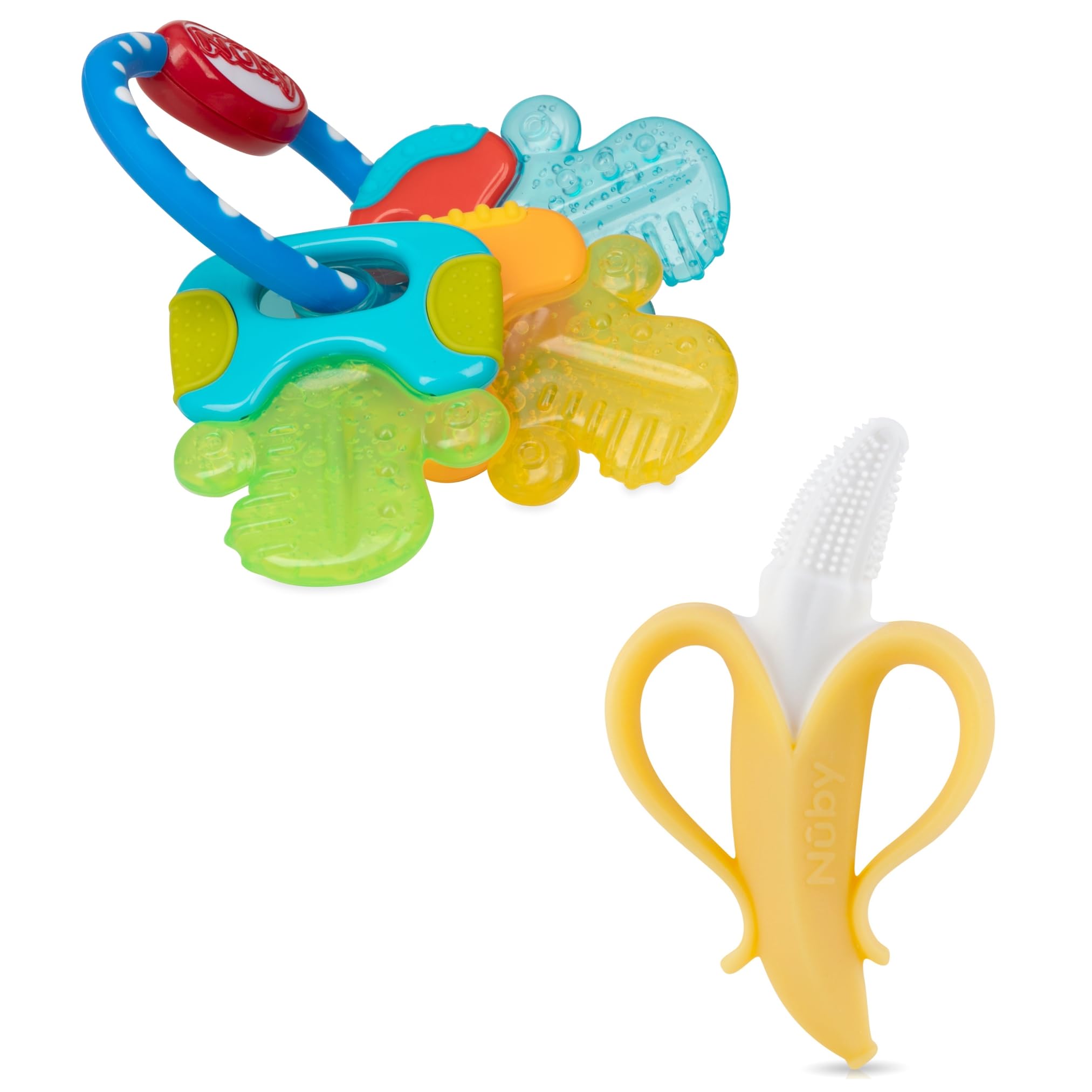 Nuby Ice Gel Teether Keys & Nananubs Banana Massaging Toothbrush, Yellow