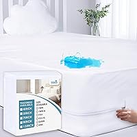 Waterproof Mattress Protector Queen (4/5/7/9Inches), High Profile Zippered Mattress Cover & Encasement, 6 Sides Wrapping Box Spring Cover