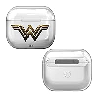 Head Case Designs Officially Licensed Justice League Movie Wonder Woman Logos Clear Hard Crystal Cover Compatible with Apple AirPods 3 3rd Gen Charging Case