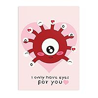 Glassstaff Beholder Greeting Card with d20 dice envelope for Dungeons and Dragons - DnD Dice postcard gift dnd love, friendshap, valentine's day decorations dnd gifts for men, women and dm/gm dungeon master