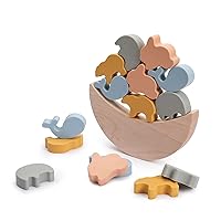 let's make Building Blocks 9-piece Set, Balance Game, Balance Toy, Baby Educational Toy, Children, Natural Wood, Silicone, Unpainted Toy, Animals, Early Development, 1 Year Old, 2 Years, Focusing,