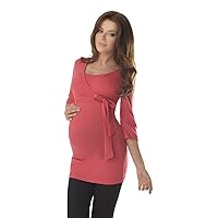 2in1 Pregnancy Nursing Wrap Top 3/4 Sleeved Tunic Pregnant Breastfeeding Women 7035