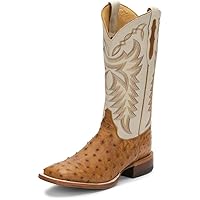 Justin Men's Pascoe Full-Quill Ostrich Western Boot Wide Square Toe