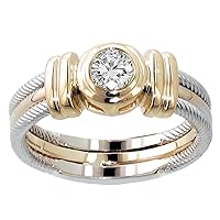 0.25 Gold Plated Diamond Ring Ct Tw Two Tone, Gold Rings for Women 14k Real Gold Bezel Set Diamond Anniversary Wedding Ring In 14k Gold Wedding Rings for Women