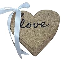 10 Heart Shaped Cork Coasters - Love Inscribed on Each Coaster - Perfect Wedding Reception Table Decoration - Bridal and Baby Shower Favors - Valentines Gift Set by Jolly Jon