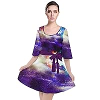 CowCow Womens Sexy Velvet Cutout Dress Starry Night Stars Space Constellations Mrs Frizzle Soft Velour Kimono Dress