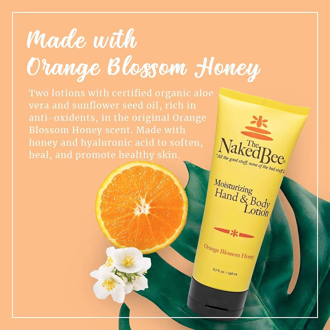The Naked Bee Orange Blossom Honey Restoration Foot Balm, 2 Oz + Hand and Body Lotion, 6.7oz