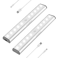 Stick-on Anywhere Portable Little Light Wireless LED Under Cabinet Lights 10-LED Motion Sensor Activated Night Light Build in Rechargeable Battery Magnetic Tap Lights for Closet, Cabinet