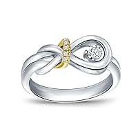 Sterling Silver and 10kt Yellow Gold 1/16 Ct Round Diamond Accent Two-Tone Love Knot Promise Ring for Women (Color I-J, Clarity I2-I3)