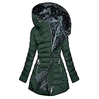 Winter Jackets For Women Mid Length Sherpa Lined Warm Heavy Coats Thick Thickened Windproof Outerwear With Fur Hood