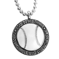 Phil 4:13 Baseball Necklace I can do all things through Christ