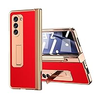 for Samsung Galaxy Z Fold 5 4 3 5G Case Kickstand,Full Hinge Protection with S Pen Holder & S Pen, Bracket Fold5 Heavy Duty Men Phone Cases Cover (red,Z Fold 3)