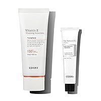 Morning Skincare Routine- Retinol 0.1% Cream + SPF 50 Vitamin E Suncscreen- Firm and Reduce Signs of Aging, Protect Skin from UVA & UVB Rays, No White Cast, Korean Skincare