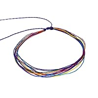 Multicolored Multi Strand String Pull Tie Choker Adjustable Waterproof Necklace - Unisex Surfer Fashion Handmade Jewelry Boho Accessories
