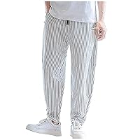 Men's Loose Straight Cotton Bloomers Summer Casual Pants Men's Breathable Pants Jean Cut Straight Fit Pants Men