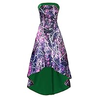 High Low Camo Bridesmaid Prom Dress Wedding Party Reception Gowns