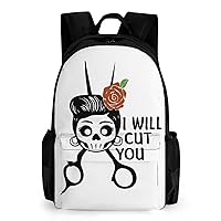 I Will Cut You Skull Laptop Backpacks 16 Inch Travel Shoulder Bag Multipurpose Casual Hiking Daypack