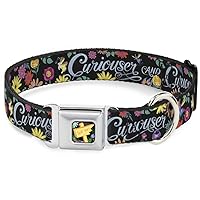 Dog Collar Seatbelt Buckle Curiouser and Curiouser Flowers of Wonderland Collage 15 to 26 Inches 1.0 Inch Wide