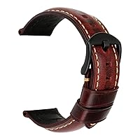REZERO Watch Band, Vintage Oil Wax Leather Watch Straps 18mm 19mm 20mm 21mm 22mm 23mm 24mm 26mm Watch Belt for Men Women