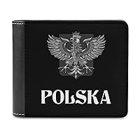 Poland Flag with Polish Eagle Bifold Wallet PU Leather Slim Purse Card Holder Organizer Clutch for Men Women