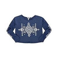 AEROPOSTALE Womens Geo Cropped Sweatshirt, Blue, Large