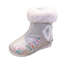 Rubber Winter Boots Kids Warm Cotton Boots Embroidered Boots National Style Boots Princess Winter Shoes Little Girls