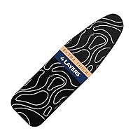 Ironing Board Cover and Pad Extra Thick Heavy Duty Padded Multiple Layers, Silver Coated Ironing Board Cover, Non Stick Scorch and Stain Resistant Standard Size 15x54 with Elasticized Edges (Black)