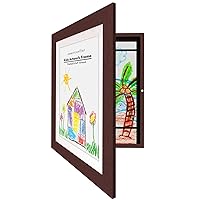 Americanflat Front Loading Kids Art Frame in Mahogany - 8.5x11 Picture Frame with Mat and 10x12.5 Without Mat - Kids Artwork Frames Changeable Display - Frames for Kids Artwork Holds 100 Pieces