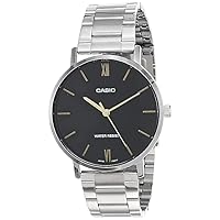Casio MTP-VT01D-1B Men's Stainless Steel Minimalistic Black Dial 3-Hand Analog Watch