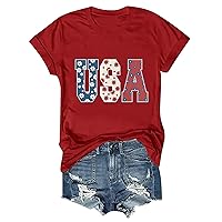 American Flag Shirt Women Patriotic T-Shirt 4th of July Graphic Tee Shirts USA Star Stripes Tops