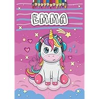 Emma: Personalized Coloring Book for Emma | Theme: Unicorn | Birthday gift for girl, daughter ... | Ages: 4-8 | 25 unicorn designs with name Emma, Large size A4 (ca. 8.5 x 11 inches)