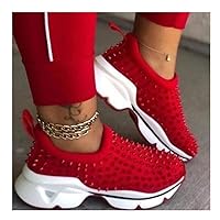 Women's Shoe Covers Foot Flat Shoes, Feet Ankle Boots Autumn Round Toe Retro Motorcycle Boots Spring Autumn Outdoor Hiking Boot Home Shoes,red- 38