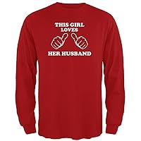 Valentine's Day This Girl Loves Her Husband Red Adult Long Sleeve T-Shirt - 2X-Large