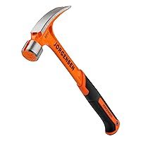 20 oz Framing Hammer with Magnetic Nail Holder, Straight Rip Claw hammer with Milled Face & Shock Reduction Grip, Heavy Duty One-piece Forged Hammer